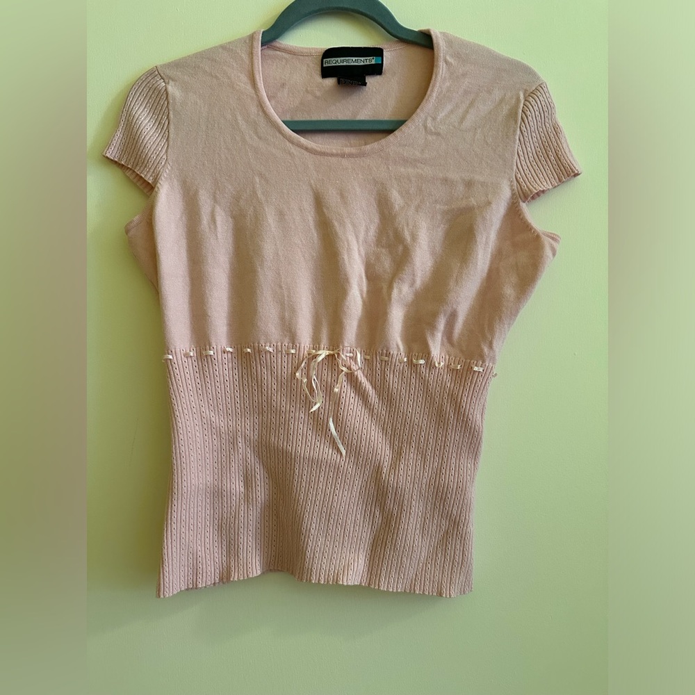 Pink Cap Sleeve Stretchy Top With Tie Detail